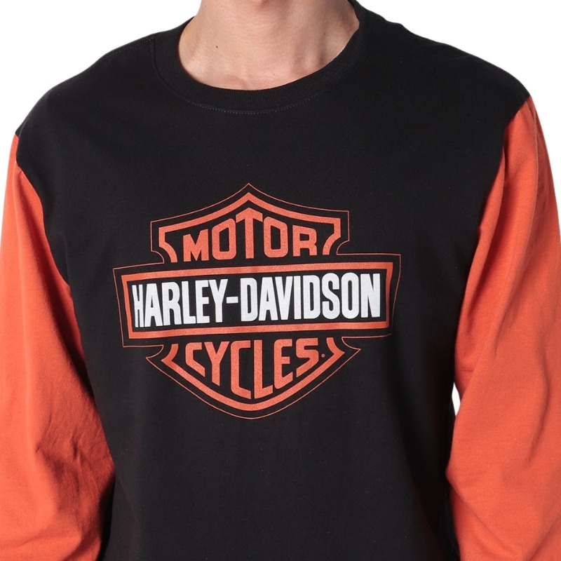 Mens Bar & Shield Long Sleeve Colorblocked Raglan Tee