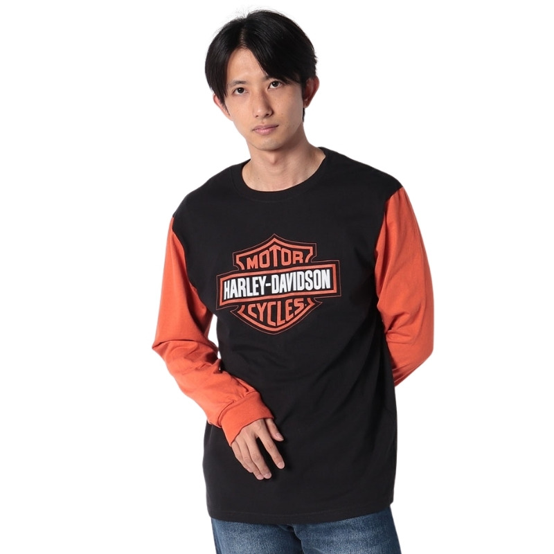 Mens Bar & Shield Long Sleeve Colorblocked Raglan Tee