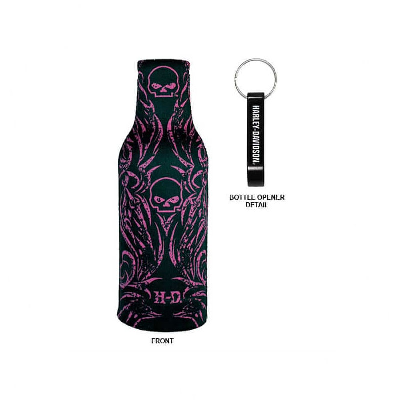 Pink Willie G Skull Zip Bottle Wrap w/ Bottle Opener Pink Willie G Skull Zip Bottle Wrap w/ Bottle Opener