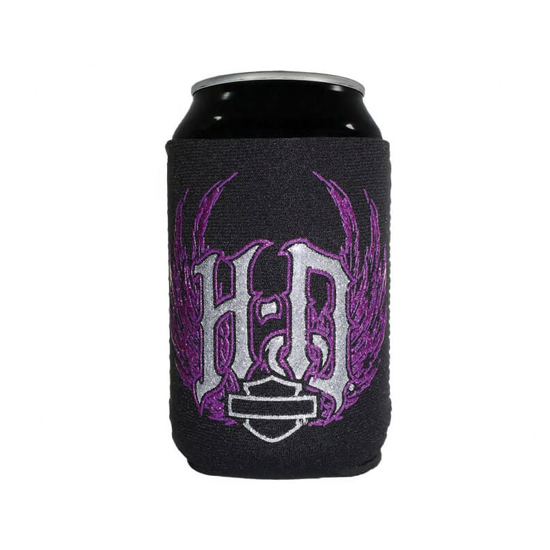 Glitter Spiked Monogram Neoprene Can Flat, Black/Purple