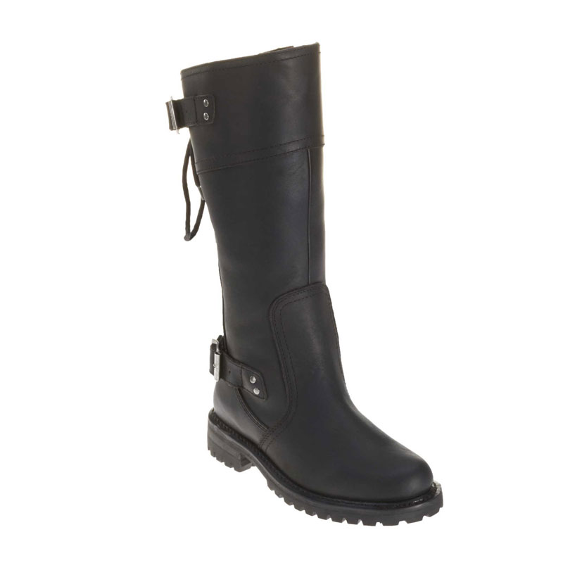 Women’s Alexa Back Lace Leather Motorcycle Boots