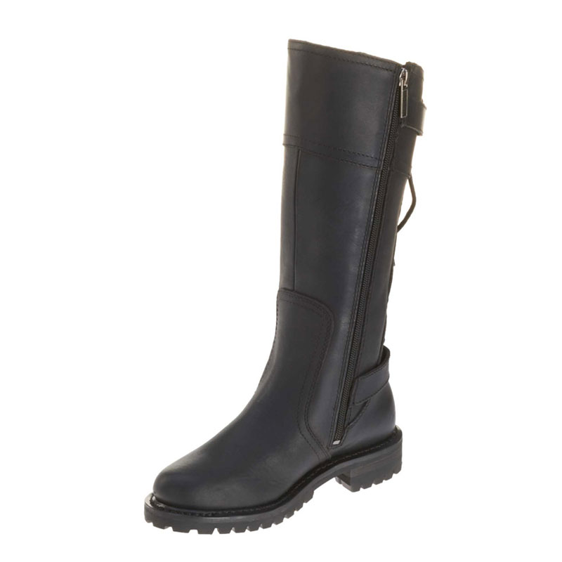 Women’s Alexa Back Lace Leather Motorcycle Boots