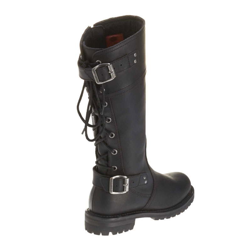 Women’s Alexa Back Lace Leather Motorcycle Boots