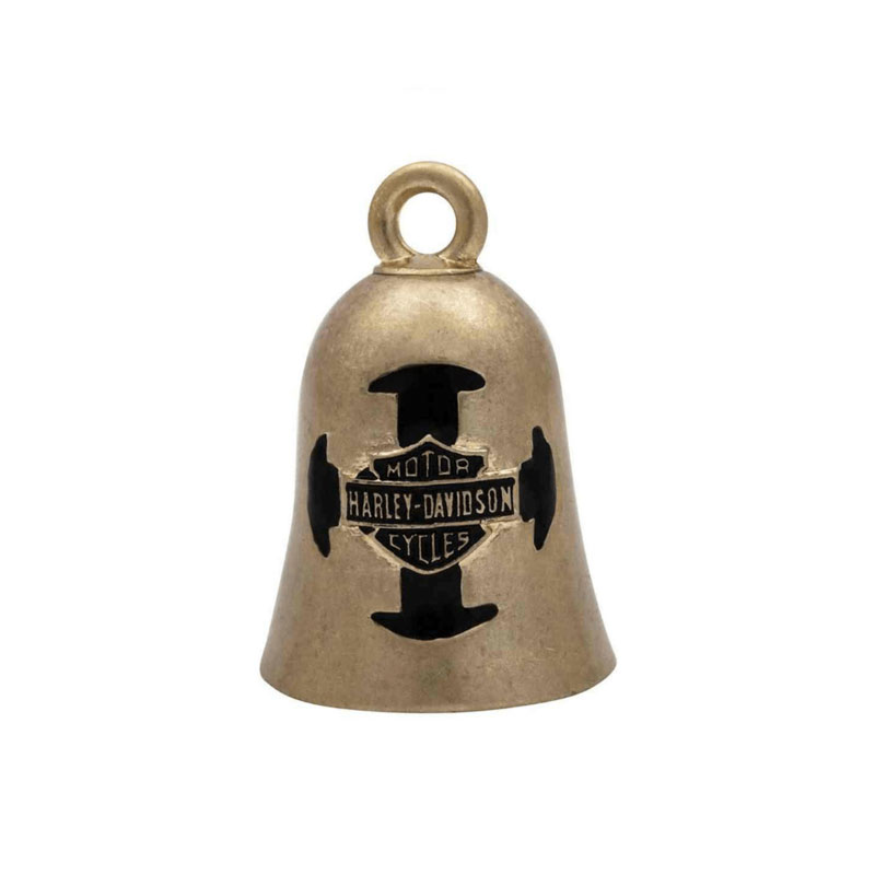 Bar & Shield Cross Ride Bell, Gold Durable Zinc