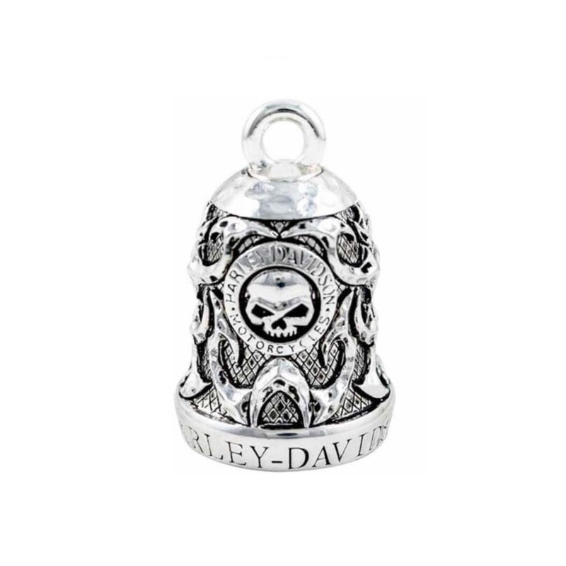 Mens .925 Silver Willie G Skull & Tribal Flame Ride Bell Mens .925 Silver Willie G Skull & Tribal Flame Ride Bell