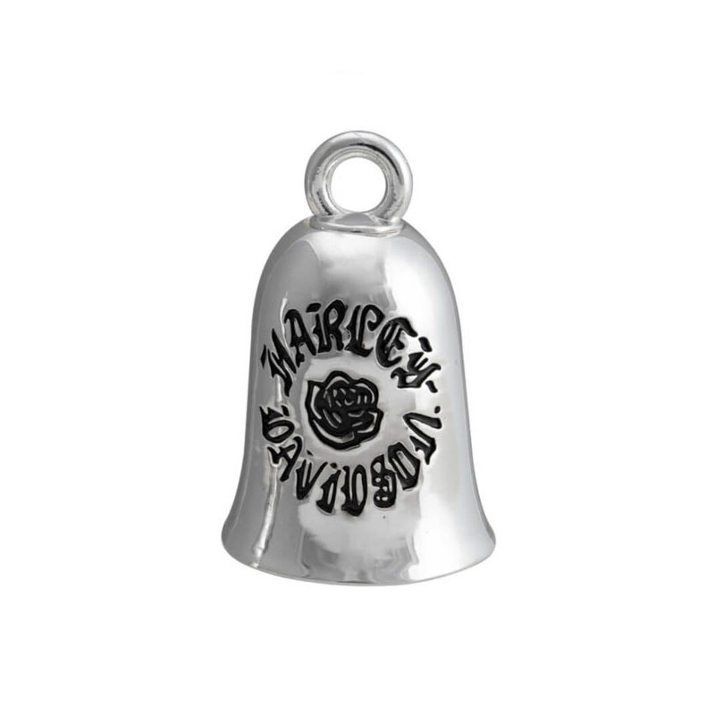 Engraved Black Rose H-D Script Ride Bell – Silver Finish