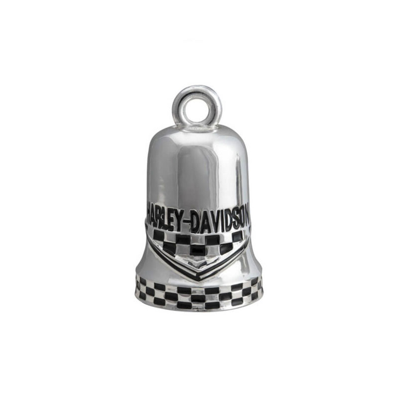 Checkered Racing Flag H-D Text Ride Bell – Silver Finish Checkered Racing Flag H-D Text Ride Bell – Silver Finish