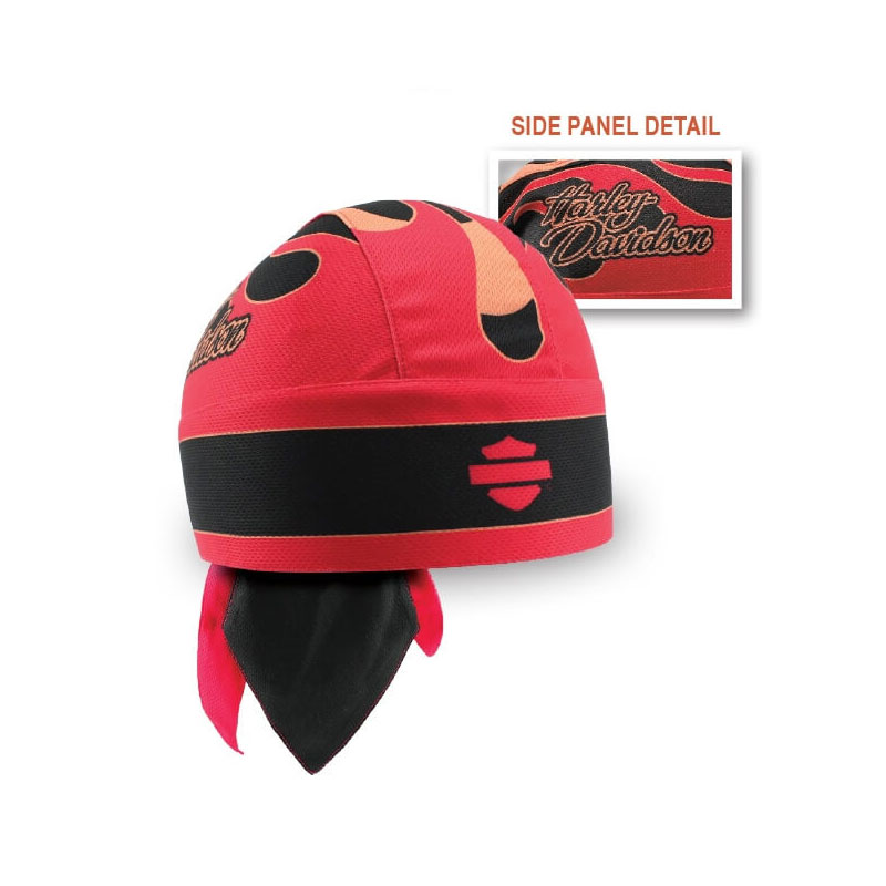 Women’s Harley Flame Headwrap, Black & Red