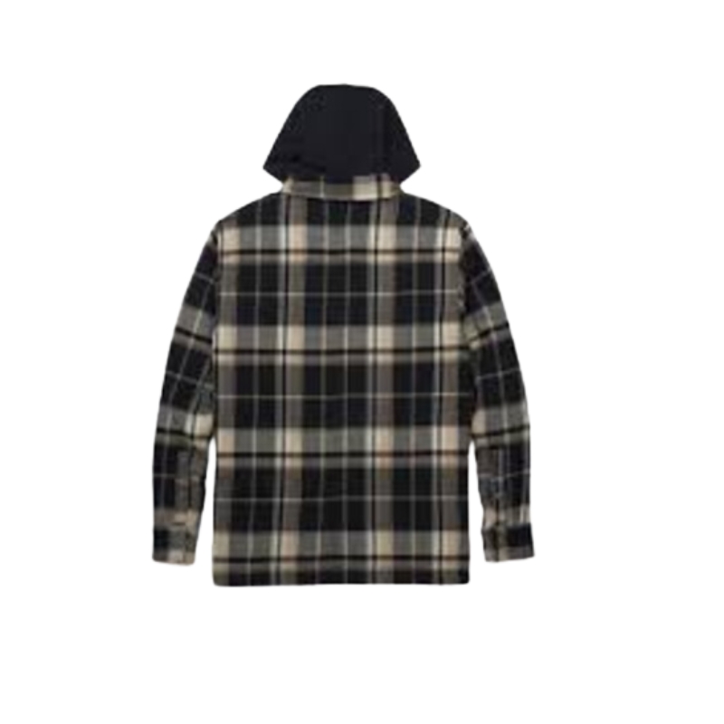 Men's Bar & Shield Removable Hood Plaid Shirt Jacket