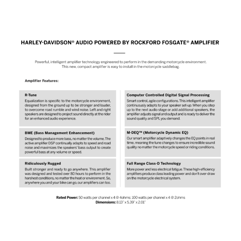 Harley-Davidson Audio powered by Rockford Fosgate - Amplifier 400W 4-Channel (Secondary)