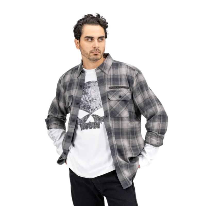 Men's Willie G Skull Plaid Flannel Shirt