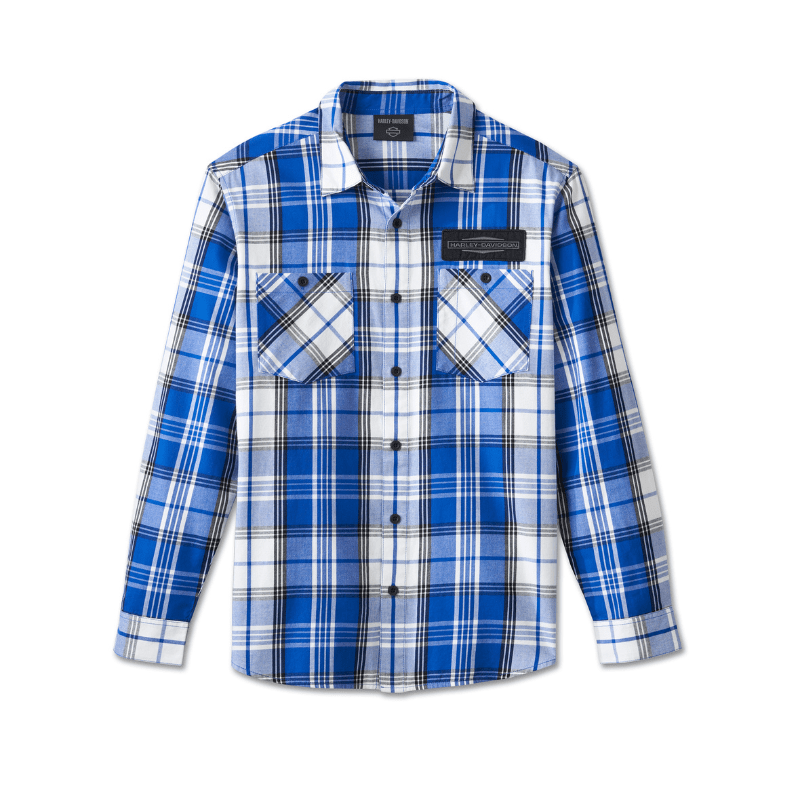 Men's Stacked Bar & Shield Long Sleeve Plaid Shirt