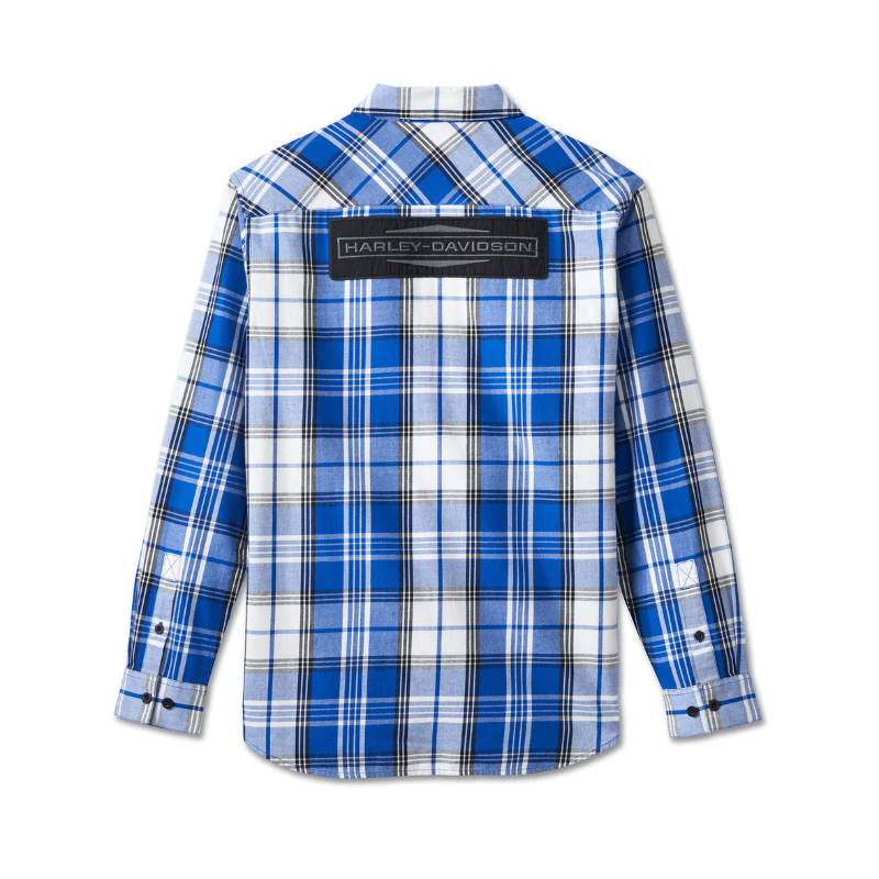 Men's Stacked Bar & Shield Long Sleeve Plaid Shirt