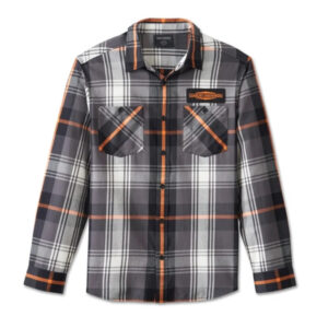 Men's Stacked Bar & Shield Long Sleeve Plaid Shirt