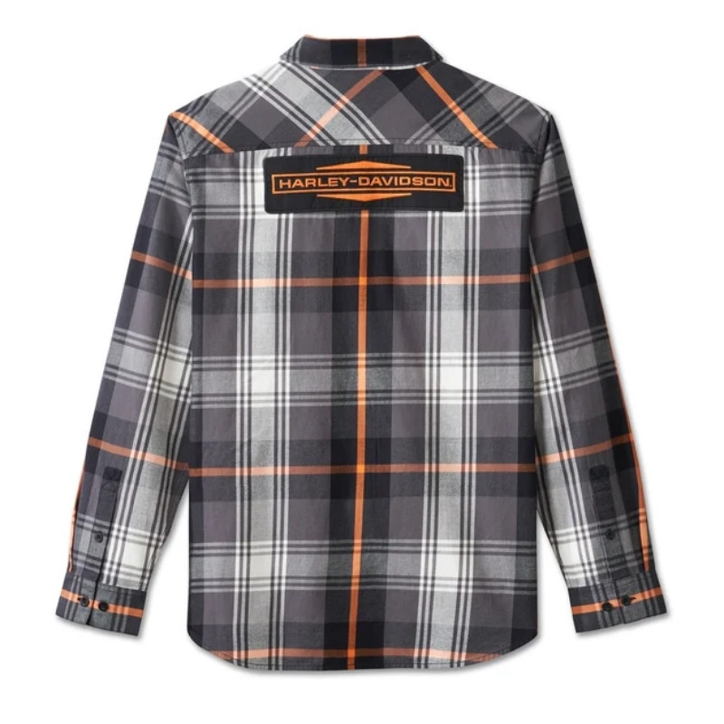Men's Stacked Bar & Shield Long Sleeve Plaid Shirt