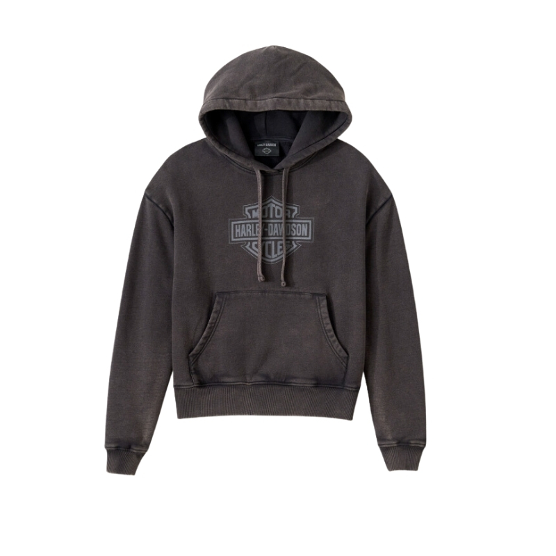 Women's Oversized Washed Bar & Shield Hoodie