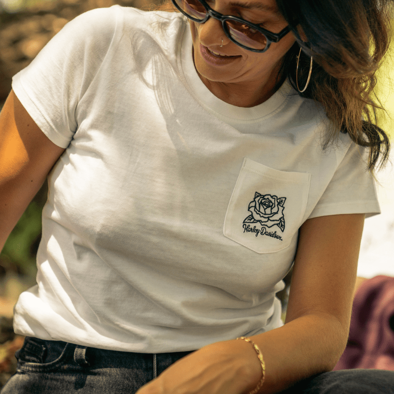 Women's H-D Rosebud Pocket Tee