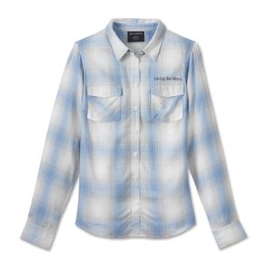Women's Stacked Bar & Shield Long Sleeve Viscose Shirt