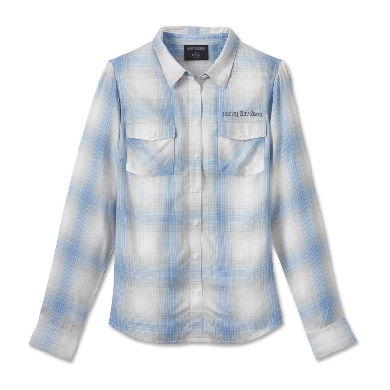 Women's Stacked Bar & Shield Long Sleeve Viscose Shirt