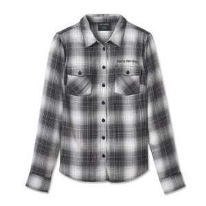 Women's Stacked Bar & Shield Long Sleeve Viscose Shirt