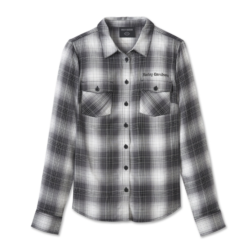 Women's Stacked Bar & Shield Long Sleeve Viscose Shirt