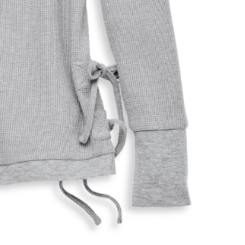 Women’s Silver Wing Side Tie Waffle Knit Top