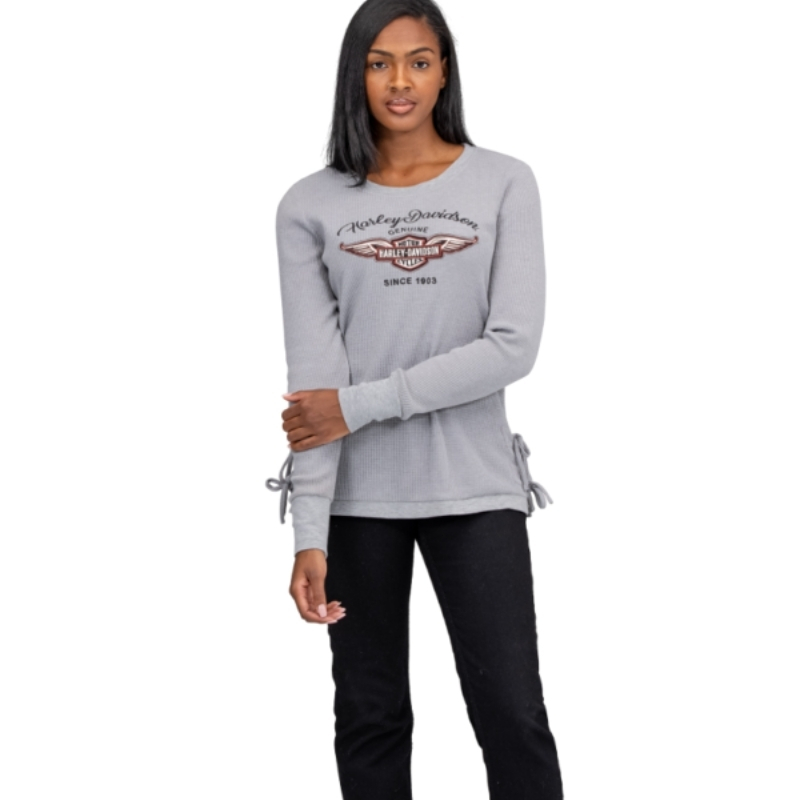 Women’s Silver Wing Side Tie Waffle Knit Top