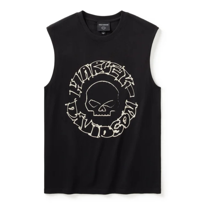 Willie G Circle Skull Sketch Art Muscle Tee