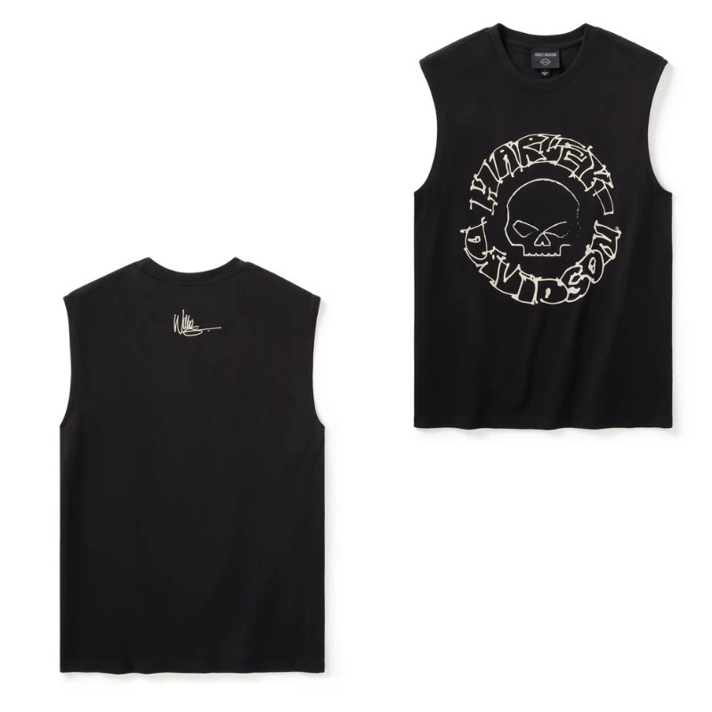 Willie G Circle Skull Sketch Art Muscle Tee