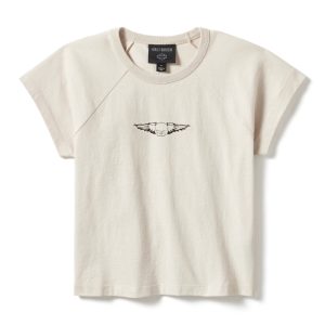 Women's Willie G Wing Skull Sketch Art Baby Doll Tee