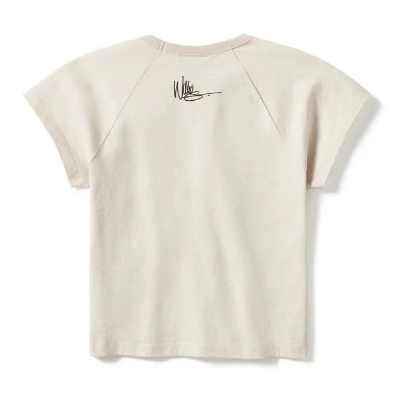 Women's Willie G Wing Skull Sketch Art Baby Doll Tee