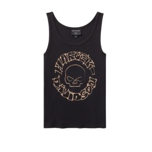 Women's Willie G Circle Skull Sketch Art Ribbed Tank