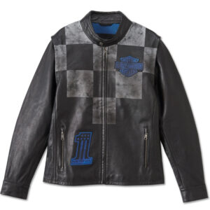 Men's Blue Steel Convertible Leather Jacket