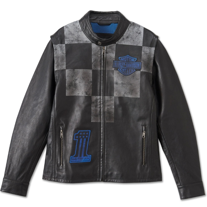 Men's Blue Steel Convertible Leather Jacket