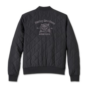 Women's Old English Rose Quilted Bomber
