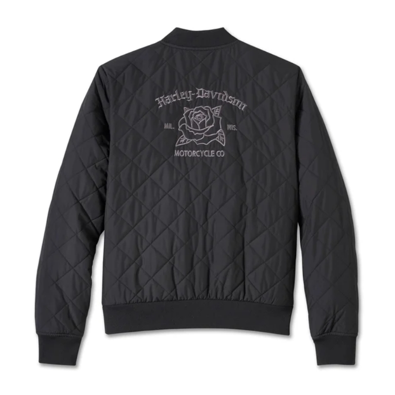 Women's Old English Rose Quilted Bomber