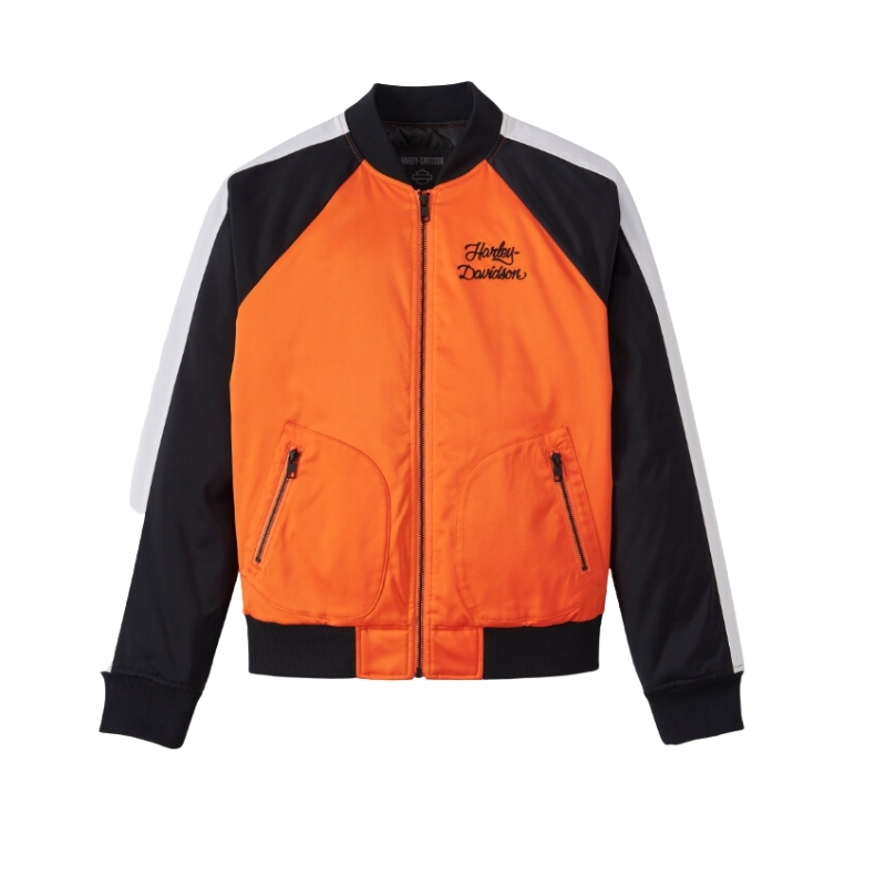 Women's Sedona Orange Satin Bomber Jacket