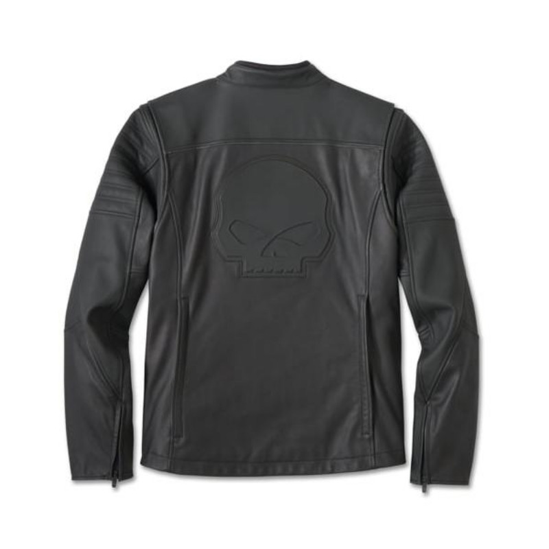 Willie G Skull Graphic Leather Riding Jacket