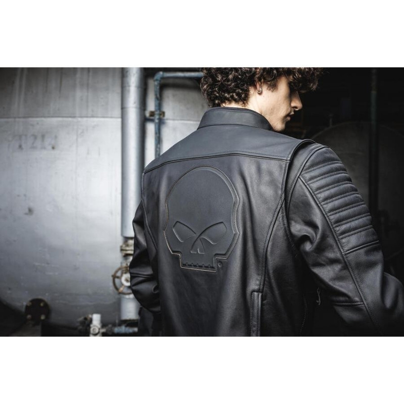 Willie G Skull Graphic Leather Riding Jacket