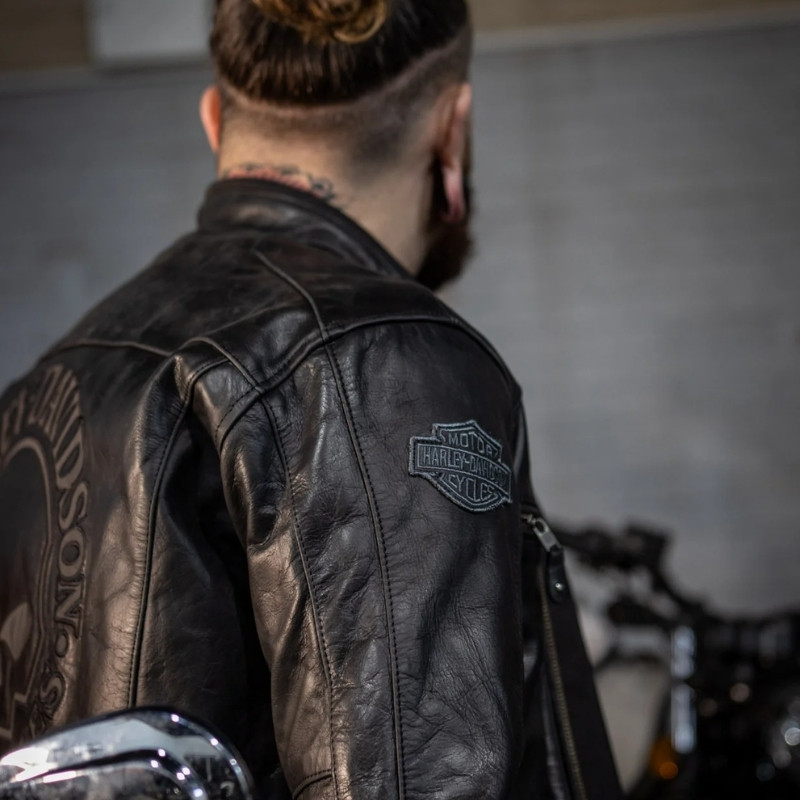 Men's Reflective Skull Leather Jacket