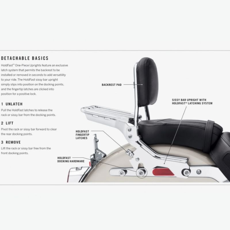 HoldFast Sissy Bar Upright - Standard Height - Chrome