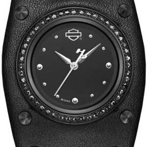 Women's Studded Leather Cuff Stainless Steel Watch