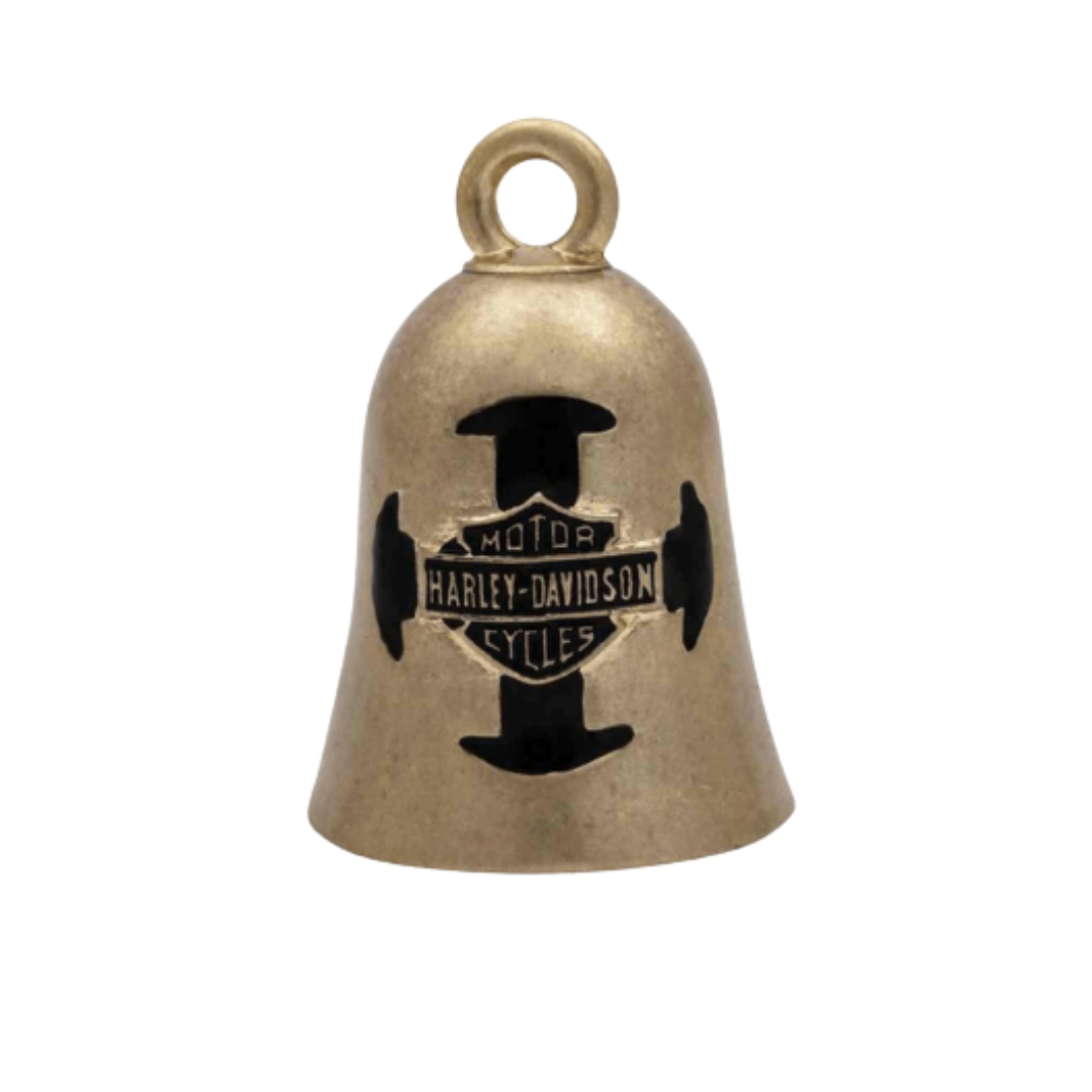 Bar & Shield Cross Ride Bell, Gold Durable Zinc Bar & Shield Cross Ride Bell, Gold Durable Zinc