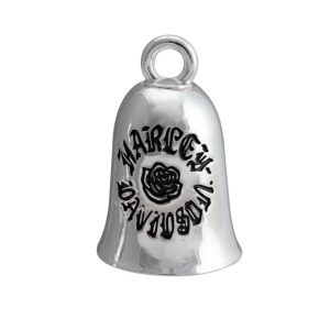 Engraved Black Rose H-D Script Ride Bell – Silver Finish