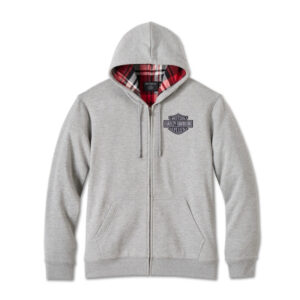 Men's Bar & Shield Plaid Lined Zip-Up Hoodie