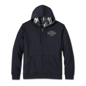 Men's Bar & Shield Plaid Lined Zip-Up Hoodie