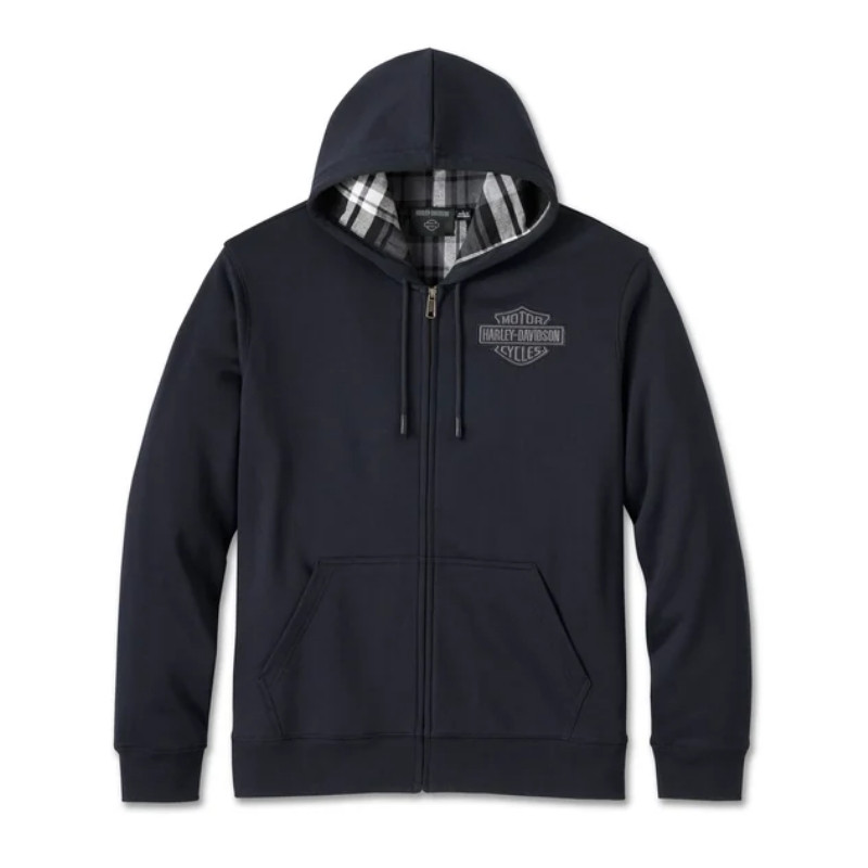 Men's Bar & Shield Plaid Lined Zip-Up Hoodie