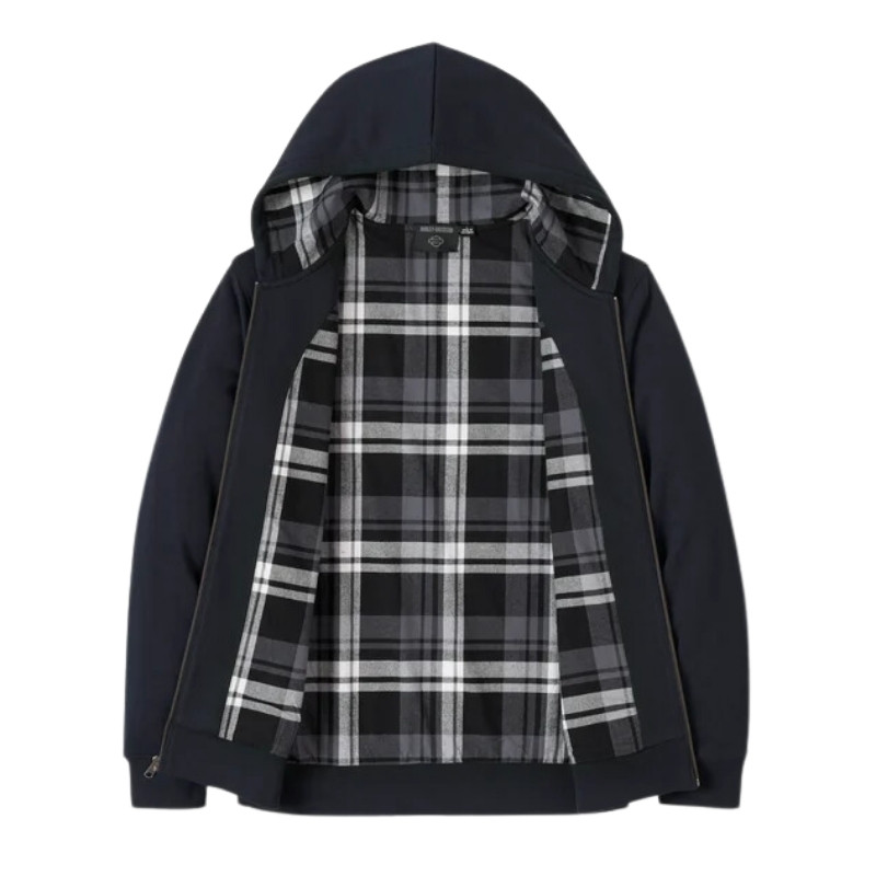 Men's Bar & Shield Plaid Lined Zip-Up Hoodie