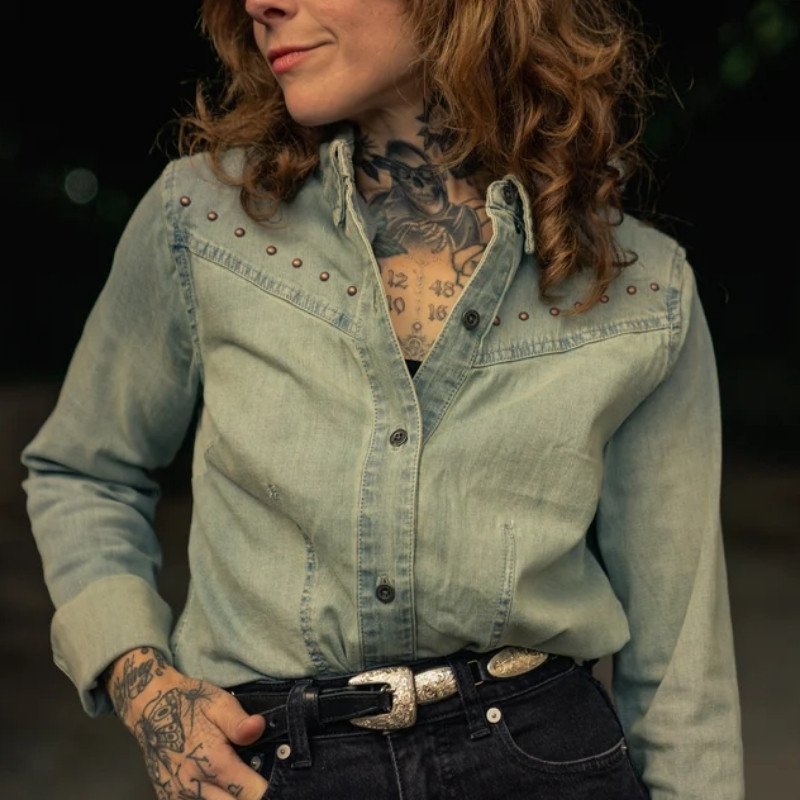 Women's H-D Studded Denim Shirt
