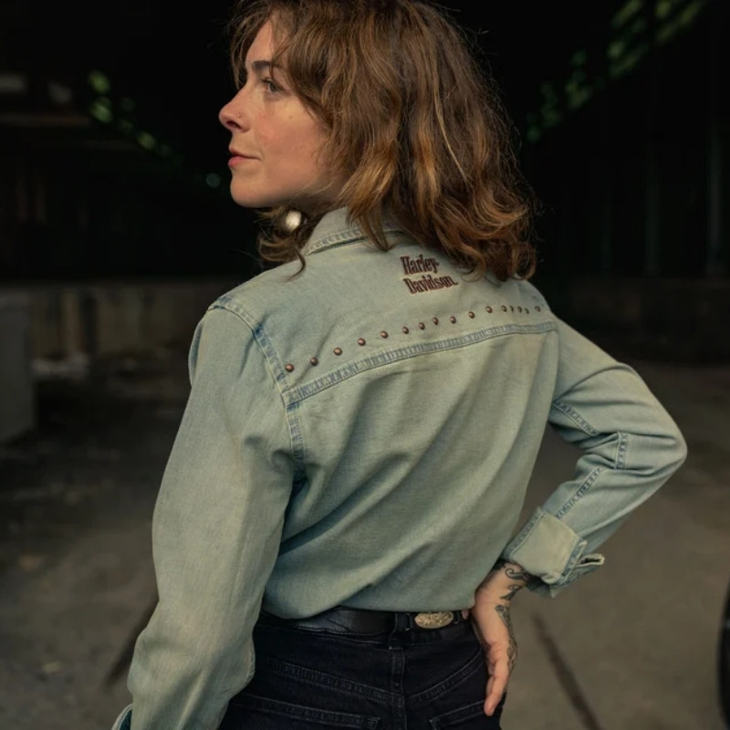 Women's H-D Studded Denim Shirt